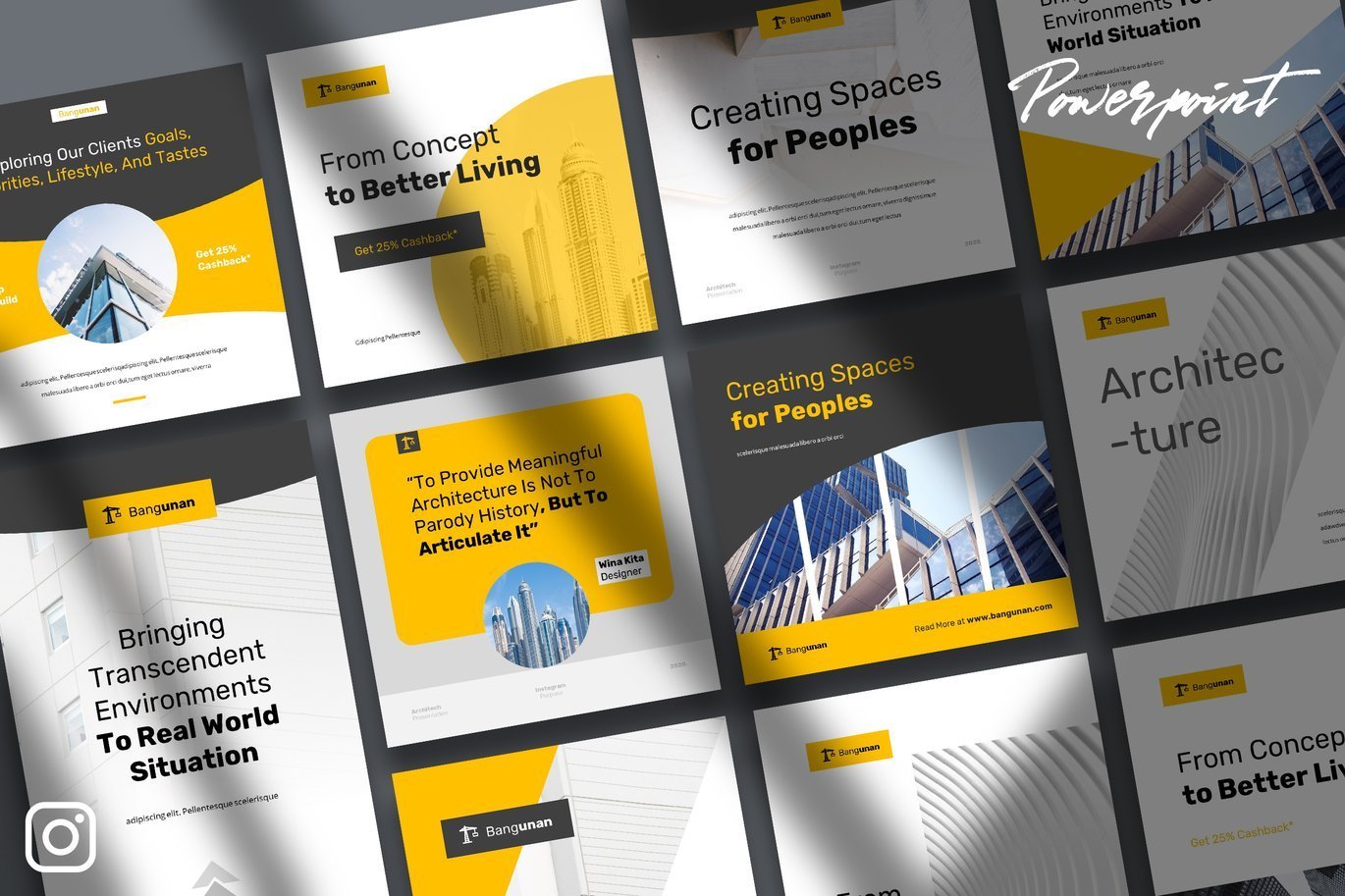 Bangunan - Architecture Instagram Kit Powerpoint