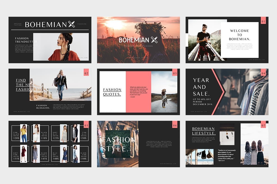 Bohemian : Fashion Catalogue Powerpoint Template