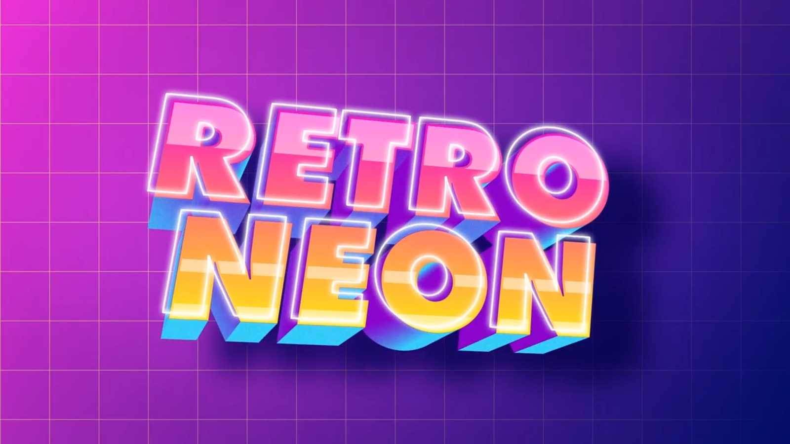Retro Neon 3D Title