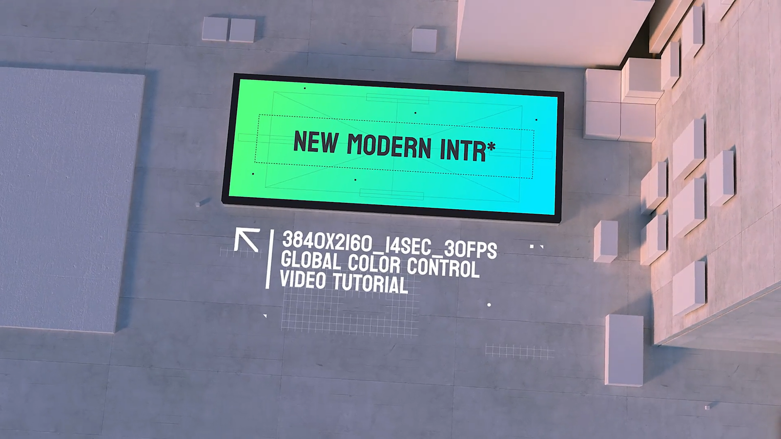 Urban Opener/ Concrete Architecture Video Mockup Busness LED Display City Industrial Real Estate IOS