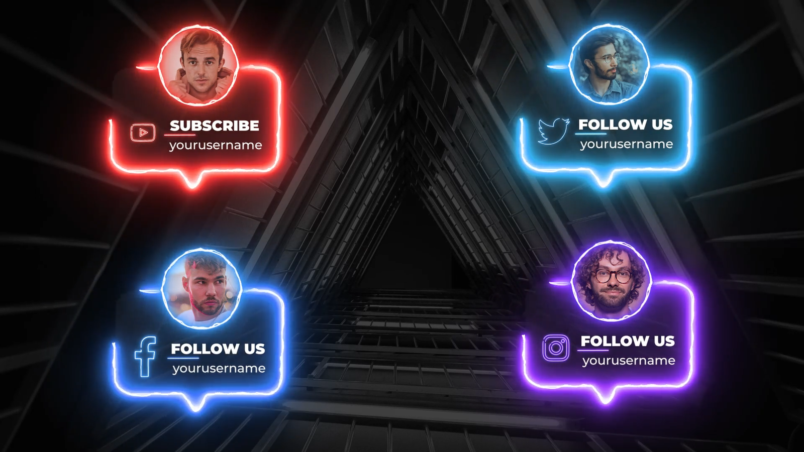 Neon Social Lower Thirds