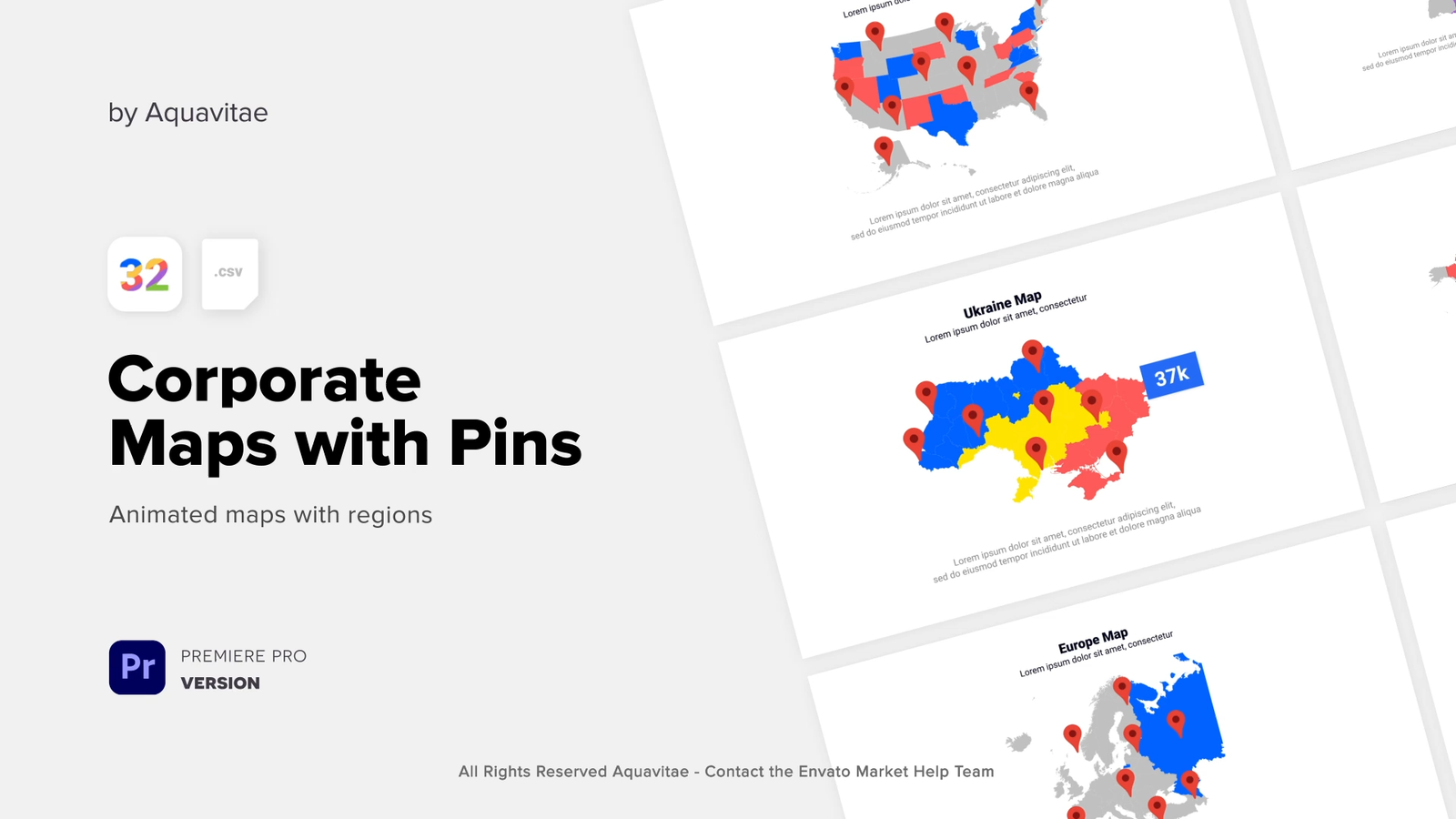 Corporate Maps With Pins l MOGRT for Premiere Pro